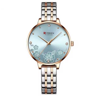 Relógio Feminino Em Aço Inoxidável De Quartzo Ultra Fino Romântico Impermeavel 3atm Azul