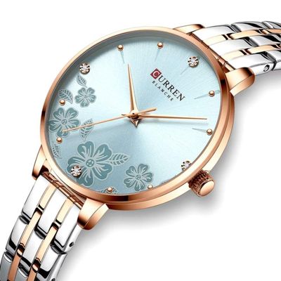 Relógio Feminino Em Aço Inoxidável De Quartzo Ultra Fino Romântico Impermeavel 3atm Azul