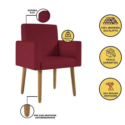Poltrona Decorativa Cadeira Consultorio Com Puff - Balaqui Cor:marsala Marsala
