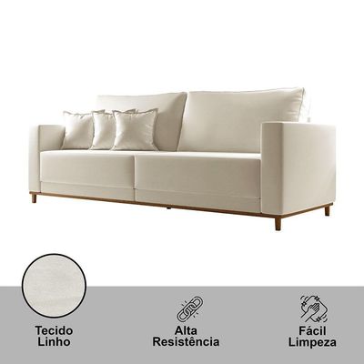 Sofá Djon 02 Módulos De 90cm B20cm Meu Sofá Online A302 Linho Branco