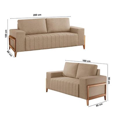 Sofá 2x3 Lugares Verona Meu Sofá Online A226 Linho Bege