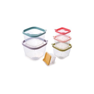Conjunto de Potes Plasútil Conect em Plástico Quadrado Colorido com 6 Peças