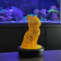 Gato Sentado 18 cm Vazado 3D Enfeite Objeto Decorativo Decoração Amarelo