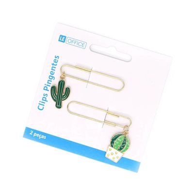 Clip Decorado Metalico Cactos 5cm com 2 Unidades