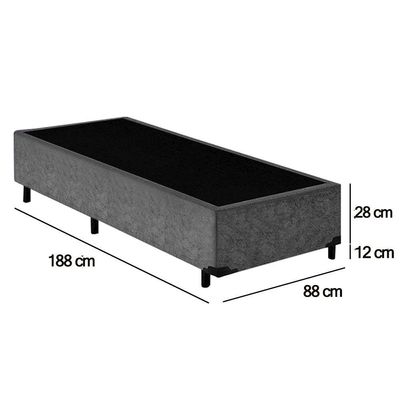 Cama Box Solteiro Suede Sereneprime Cinza 88x188x40