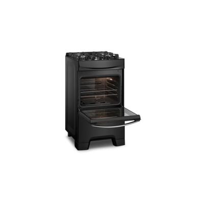 Fogão 4 Bocas Continental Preto Mesa de Vidro, Forno Eco Turbo e Grades Ferro Fundido (FC4GB) Bivolt