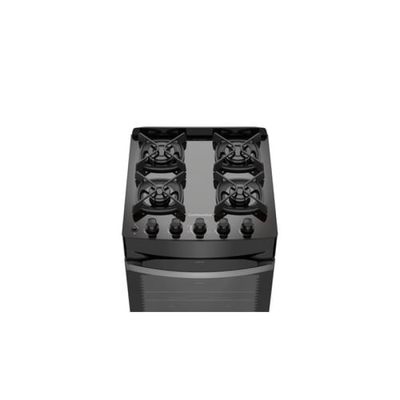 Fogão 4 Bocas Continental Preto Mesa de Vidro, Forno Eco Turbo e Grades Ferro Fundido (FC4GB) Bivolt
