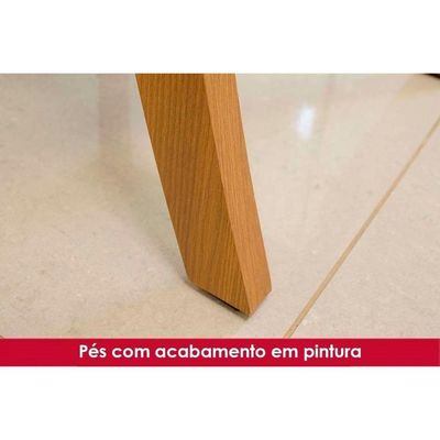 Conjunto Mesa De Cozinha Lins Com Tampo Madeirado Com Vidro Curvo 160x90cm E 6 Cadeiras Malu Nature Linho Henn