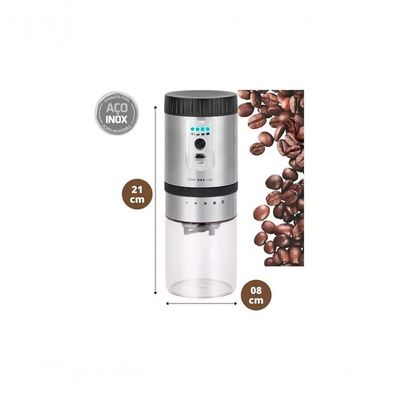 Moedor De Café Elétrico Automático Recarregável Usb Recipiente Em Vidro Com Tampa