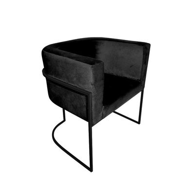 Kit 8 Poltronas Decorativa Sala De Estar Base De Ferro Preta Veludo Preto
