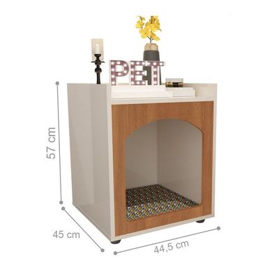 Mesa de Cabeceira Casinha Pet Wilson Off White Freijo