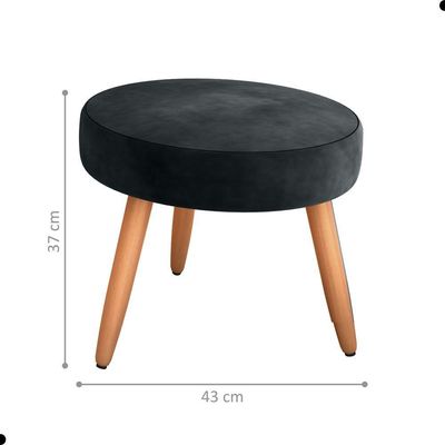 Conjunto Poltronas E Puff Iara Veludo Preto
