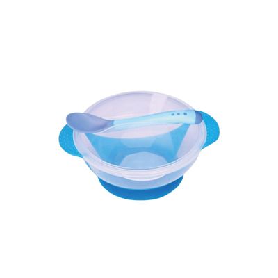 Prato Infantil Com Ventosa Colher 350ml Azul - Western Baby