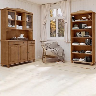Cristaleira 5 Portas Estante Livreiro Madeira Maciça Freijo Milani Store Freijo