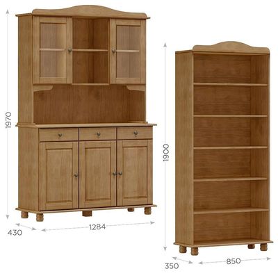 Cristaleira 5 Portas Estante Livreiro Madeira Maciça Freijo Milani Store Freijo