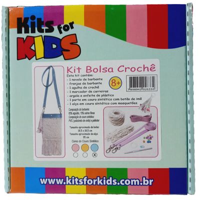 Kit Bolsa Crochê - Rosa - Kits for Kids