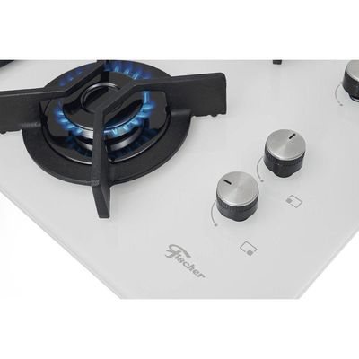 Fogão Cooktop Fischer 4Q TC Infinity Gás Mesa Vidro Branco Bivolt
