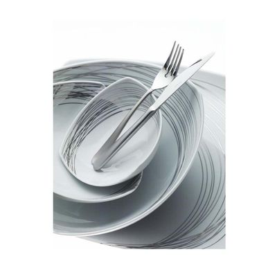 Conjunto De 3 Pratos Quadrado Porcelana Italiana Bugatti