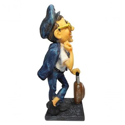 Estátua Aviador Piloto De Avião Em Resina Decoração 23cm