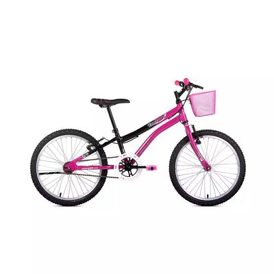 Bicicleta Houston Nina Aro 20 Rosa/Preta com Cesta
