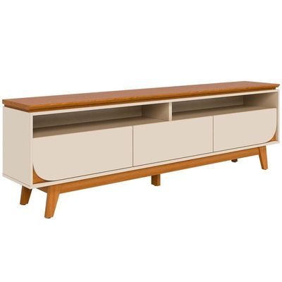 Rack Bancada Serena 3 Gavetas Para Tv De 75 Polegadas Cinamomo/off White
