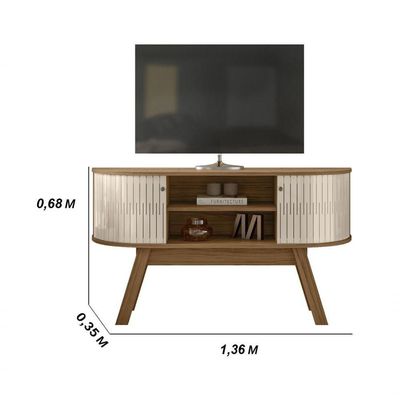 Rack Bancada 2 Portas Para Tv De 55 Polegadas Atlanta Naturale Off White