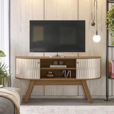 Rack Bancada 2 Portas Para Tv De 55 Polegadas Atlanta Naturale Off White