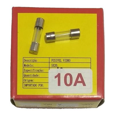 Fusivel Vidro Pequeno 10A 5X20Mm Bivolt Regua Tomada 10un