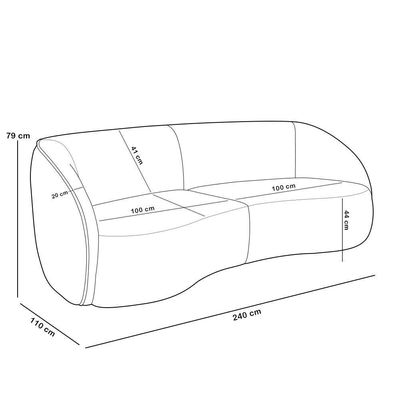 Sofá 4 Lugares Para Sala Living Orgânico 240cm Eron M03 Veludo Bege - Lyam Decor