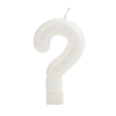 Vela de Aniversário Silver com Gliter Interrogação Branco