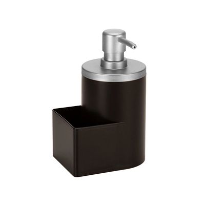 Dispenser de Detergente e Bucha Arthi Black Preto Cromado 600ml