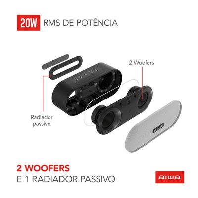 Caixa de Som Speaker AIWA SP-01 20W Bluetooth 15H IP65 RGB USB TWS Bivolt