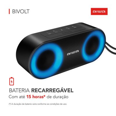 Caixa de Som Speaker AIWA SP-01 20W Bluetooth 15H IP65 RGB USB TWS Bivolt
