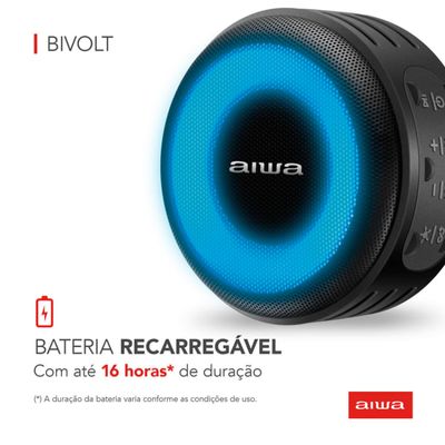 Caixa de Som Speaker AIWA SP-02 10W Bluetooth 16H IP65 RGB USB TWS Bivolt