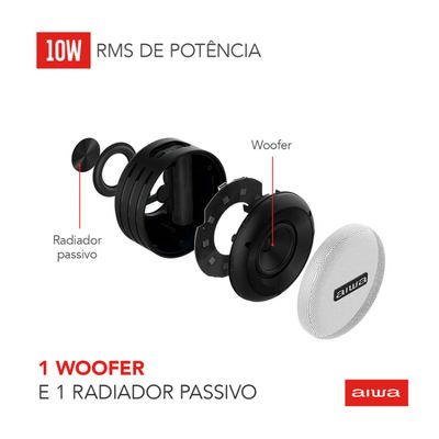 Caixa de Som Speaker AIWA SP-02 10W Bluetooth 16H IP65 RGB USB TWS Bivolt