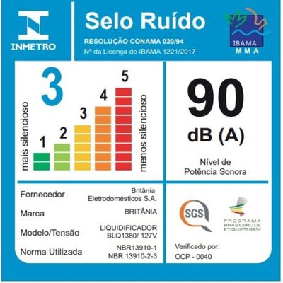 Liquidificador Britânia BLQ1380P Pro Maxx 6 Inox 3L 1200W 127V