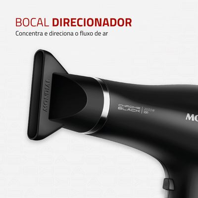 Secador de Cabelos Mondial Preto e Cromado Prata 2000W SCN-04 127V