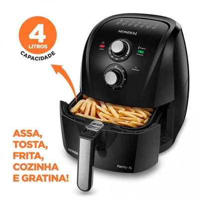 Fritadeira Elétrica Sem Óleo Air Fryer Mondial Family AFN40FB 4 L Preto / 220V