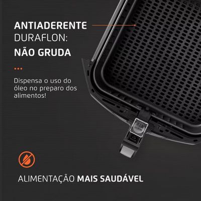 Fritadeira Elétrica Sem Óleo Air Fryer Mondial Mega Family AFN-80-BI 8L Preto com Inox / 110V