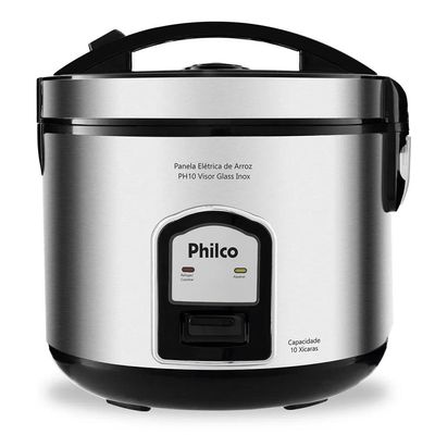 Panela Elétrica de Arroz Philco PH10P Visor Glass 10 Xícaras Inox / 110V