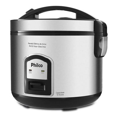 Panela Elétrica de Arroz Philco PH10P Visor Glass 10 Xícaras Inox / 110V