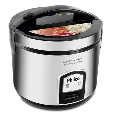 Panela Elétrica de Arroz Philco PH10P Visor Glass 10 Xícaras Inox / 110V