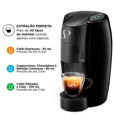 Cafeteira Espresso TRES Lov Automática Multibebidas Preto / 110V