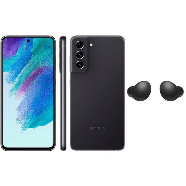 Smartphone Samsung Galaxy S21 FE 5G 256GB e Fone de Ouvido TWS Samsung Galaxy Buds2 Preto