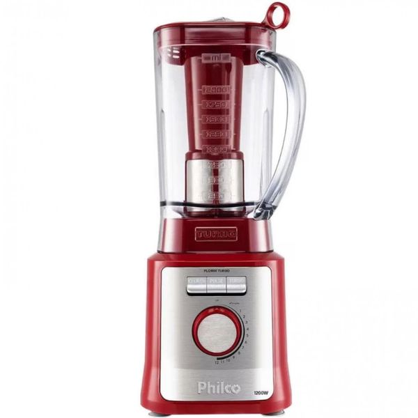 Liquidificador Philco Easy Smart Turbo PLQ1600V 1200W com 12 Velocidades Vermelho com Inox / 220V