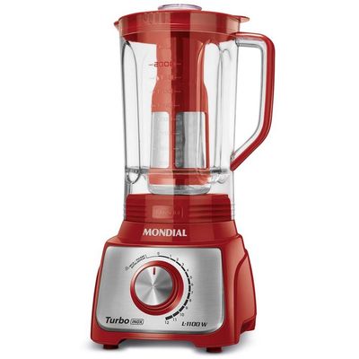 Liquidificador Mondial Turbo L-1100 12 Velocidades 1100W Vermelho com Inox / 220V