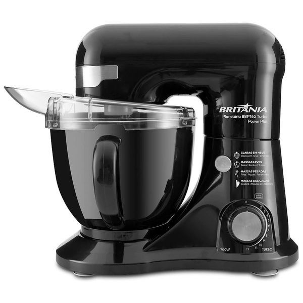 Batedeira Planetária Britânia BBP760P Power Plus com 12 Velocidades e 700W Preto / 220V