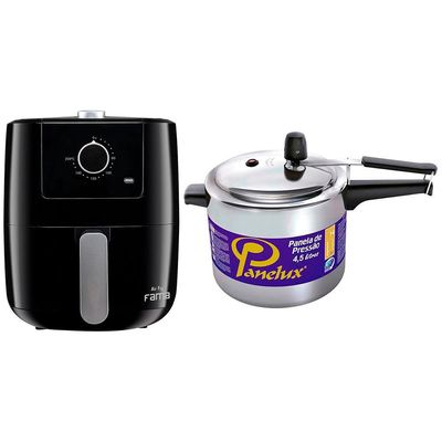 Kit Fritadeira Eletrica Fama 3L + Panela De Pressão Preto / 220V