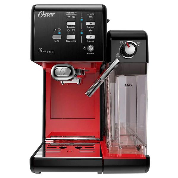 Cafeteira Expresso PrimaLatte II 6701B Automática 19 Bar de Pressão Oster Vermelho com Preto / 110V