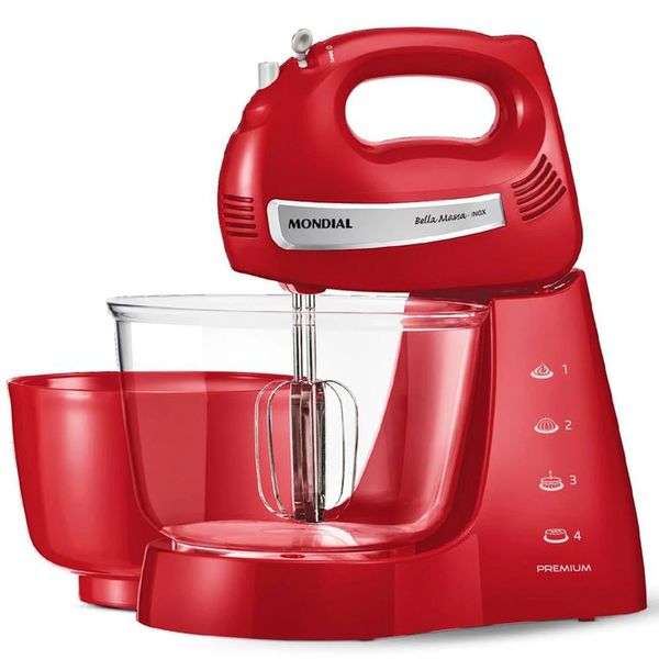 Batedeira Premium Bella Massa B29 NP 4 Velocidades 400W Mondial Vermelho / 220V Batedeira Premium Bella Massa B29 NP 4 Velocidades 400W Mondial Vermelho / 220V